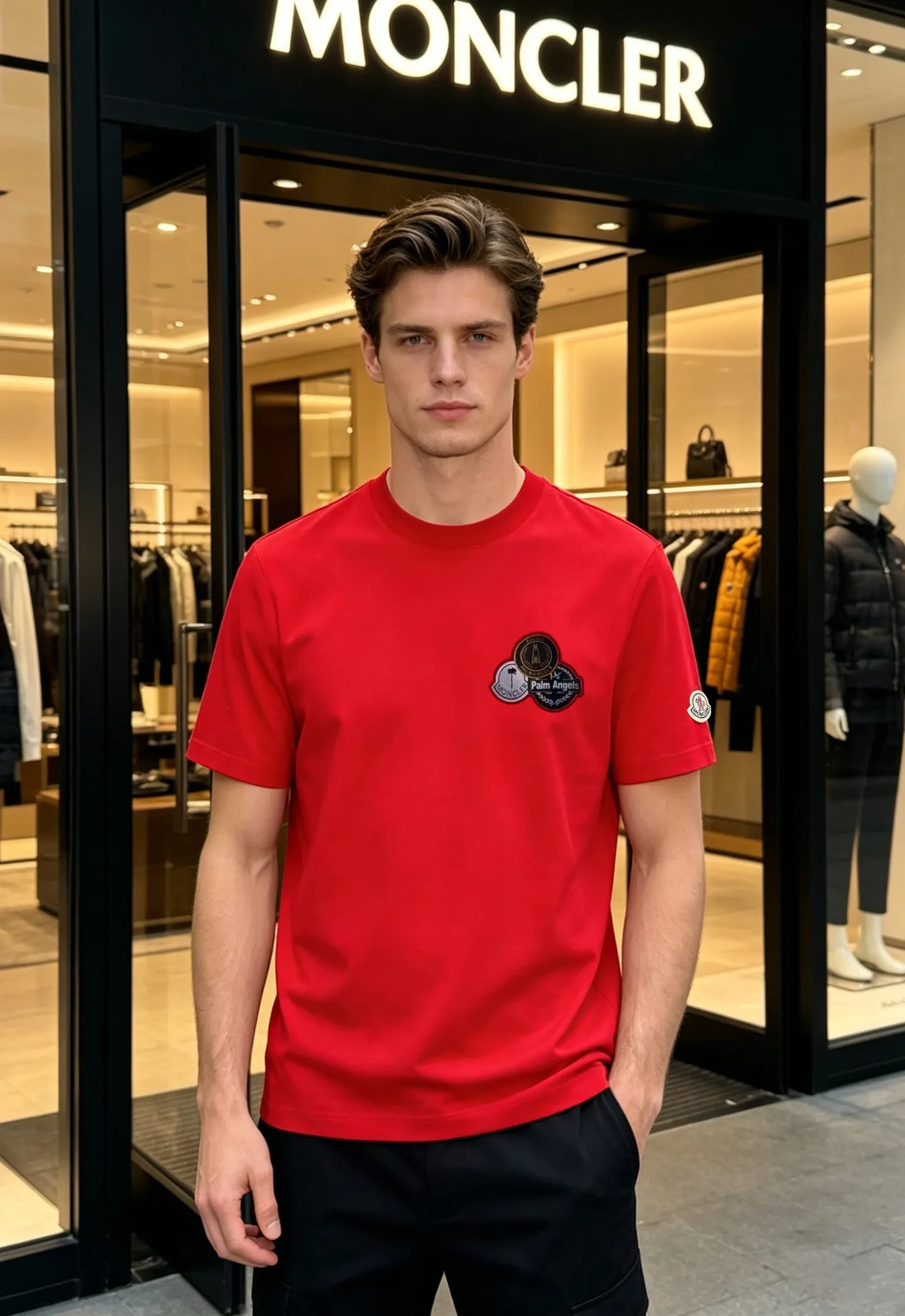 ⚜️ MONCLER 26s T . 190g . Breathable， ! New Arrival . ， 。 . ， ， ，Sneakers !MONCLERPremium ， ， ! ！ ：Black.White.Bright Red.Sizes：M-3XL（S 4XL ） ❗️175/145 XL